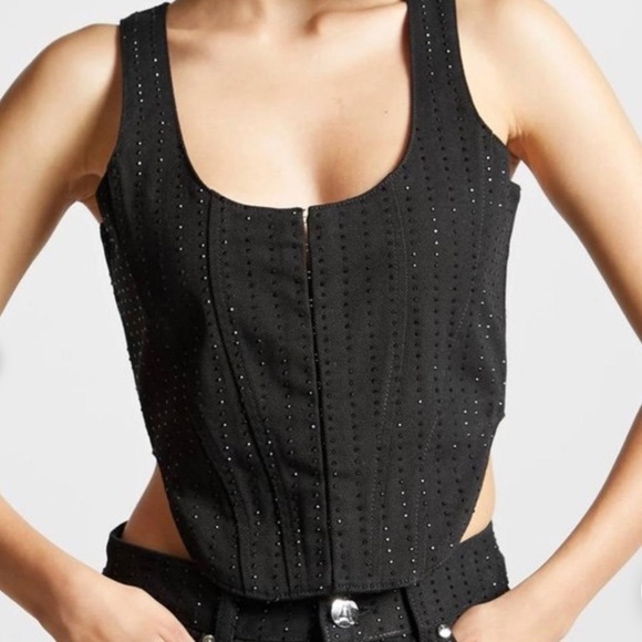 Maniere De Voir Tops - Charcoal grey maniere de voir corset